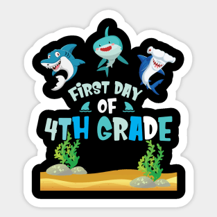 First Day Of 4th Grade Sharks Students Happy Back To School First Day Of School Sticker